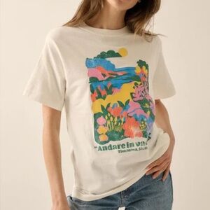 Sicilian Holiday Vintage-Print Floral Graphic Tee Sz Medium